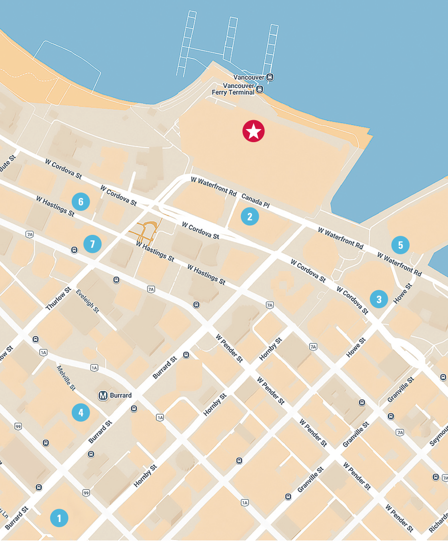 Vancouver area hotel map