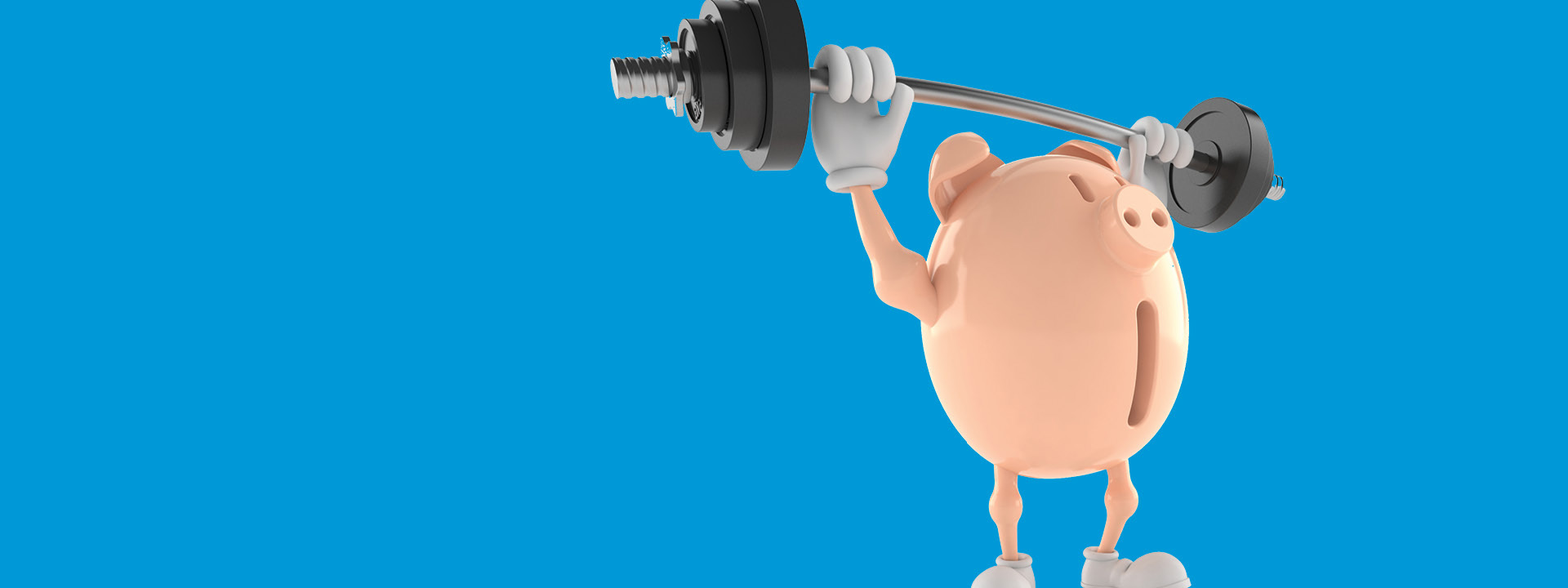 Illustration of a piggy bank lifting a barbell