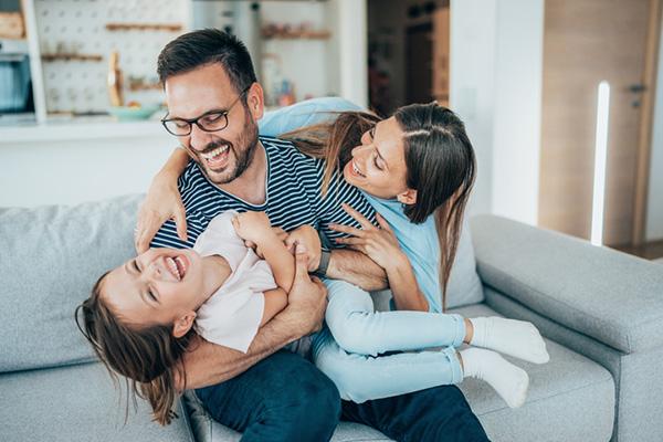 Family having fun at home